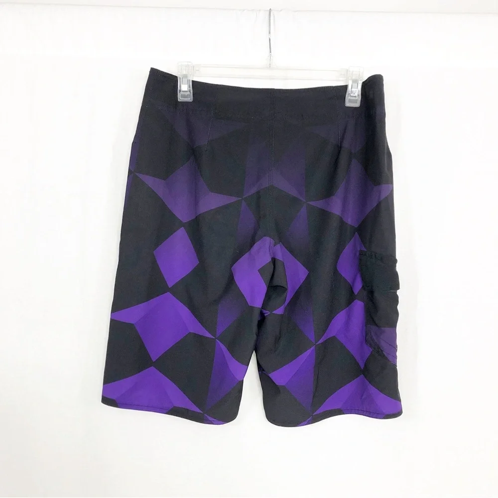 Hang Ten Mens Swim Trunks Bathing Suit, Size 32, Black Purple